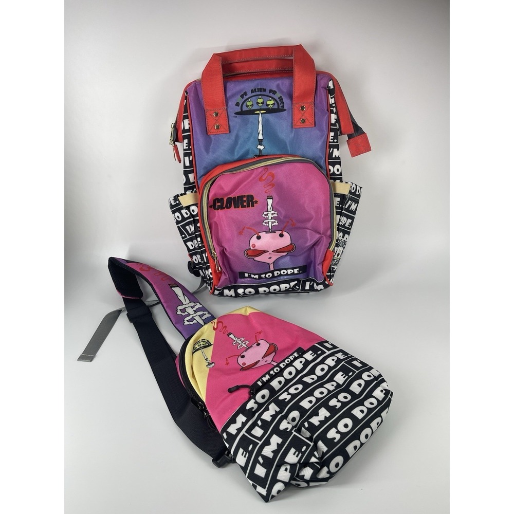 Weedhead Clover I'm‎ So Dope Diaper Bag Backpack & Sling Bag NWOT Rare Set